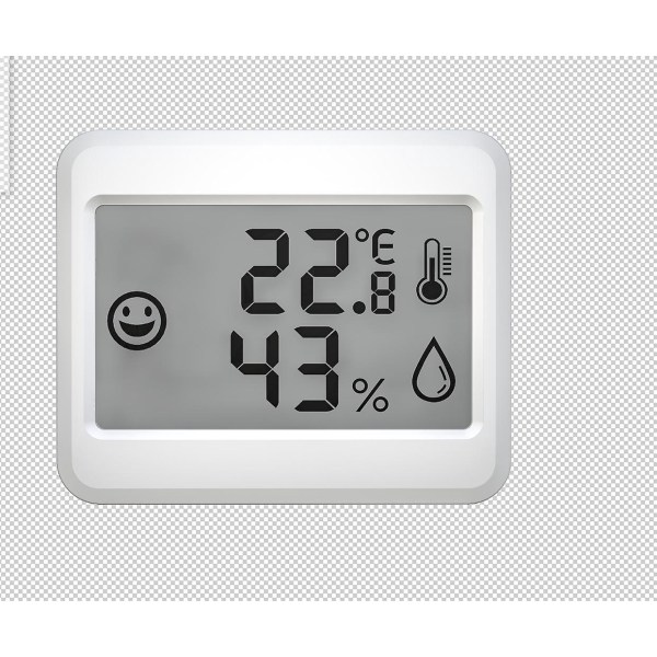 Silver Wake Up Time RC Väckarklocka, Smiley elektronisk termo-hygrometer - Mini inomhushygrometer för hem, baby