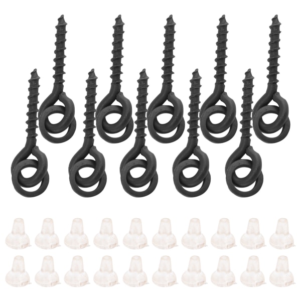10 stk. agnskruer med 20 stk. ovale ringer Carp Rig Ring Stops Carp Fiskeutstyr Krok Skrue Hvit