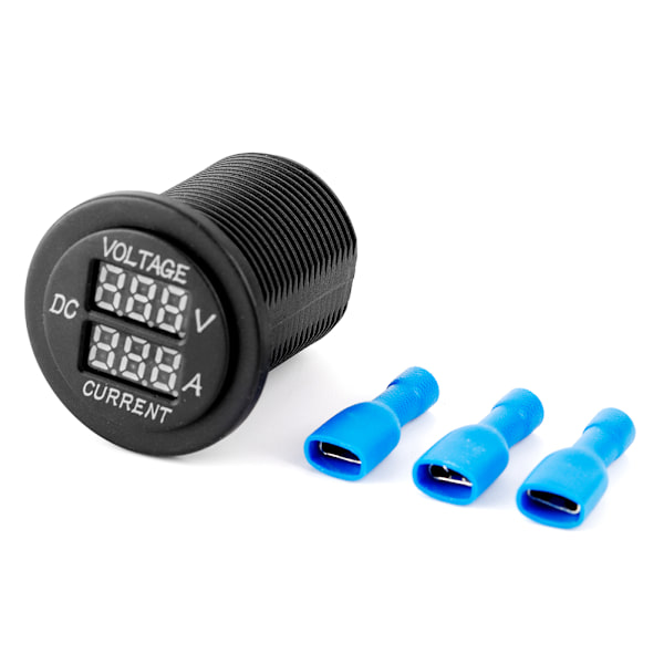 Digital LED Voltmeter Amperemeter Rund Mätare Ström Mätare för Motorcykel Bil Båt