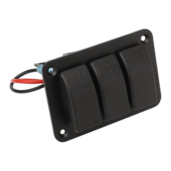 3 Gang Rocker Switch Panel IP65 Vandtæt DC12‑24V Blåt Lys Universal til Både Marine Lastbiler