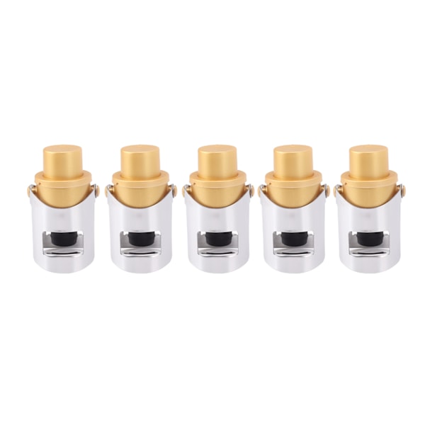 5-pack Gyllene Champagneförslutare Rostfritt Stål Återanvändbar Flaskförslutare Champagne Sparpropp