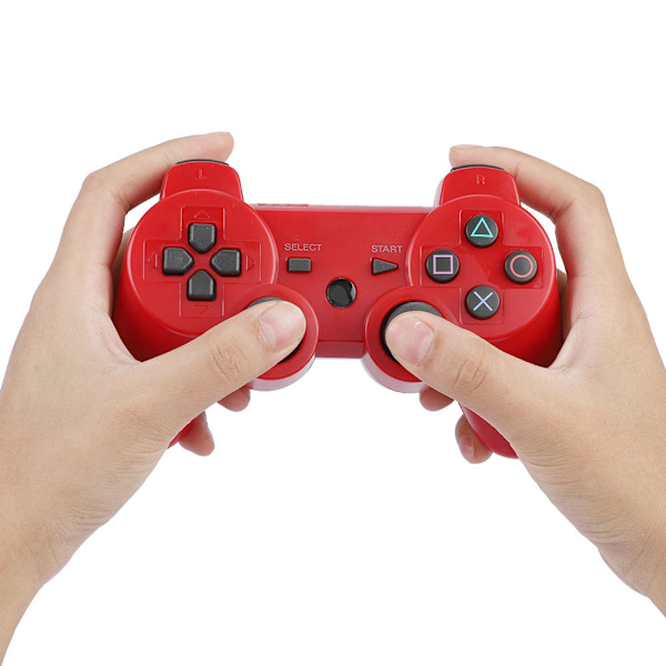 Trådløs Bluetooth Gamepad Spilcontroller Fuldt udstyret Spilhåndtag Til PS3 (Rød)