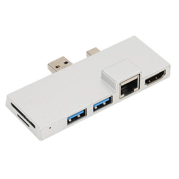 6 i 1 Dockningsstation Aluminiumlegering Expansionsdocka Tillbehör för Microsoft Pro 4/5/6
