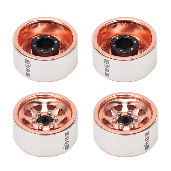 4st RC bilhjulnav 1.0in Crawler Car General 7mm Hex Driver Silver Yttre Triangulär 9 Hål Metall Hjulfälgar Guld