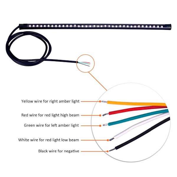 48SMD LED-lysstripe for motorsykkel, baklys, bremselys, blinklys