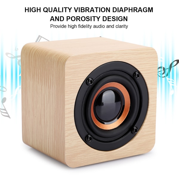 Mini Keltainen Pieni Puinen Langaton Bluetooth-kaiutin USB-lataus Kannettava Kuutio