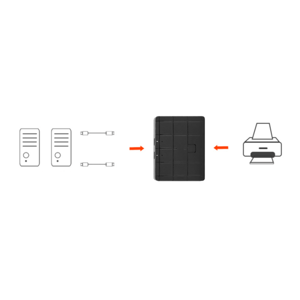 2-porters USB-svitsj for skriver / skanner / mus / tastatur / mobil harddisk