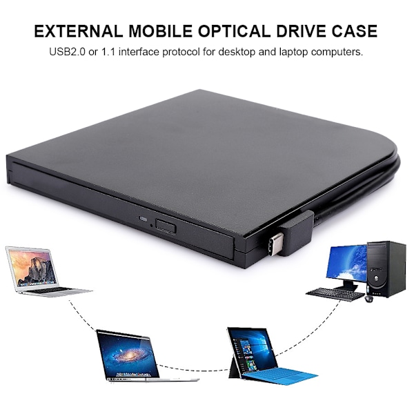 USB2.0 Ulkoinen Optinen Asema DVD-tallennin Kirjoitin TypeC 5Gbps XP / VISTA / LINUX -käyttöjärjestelmille