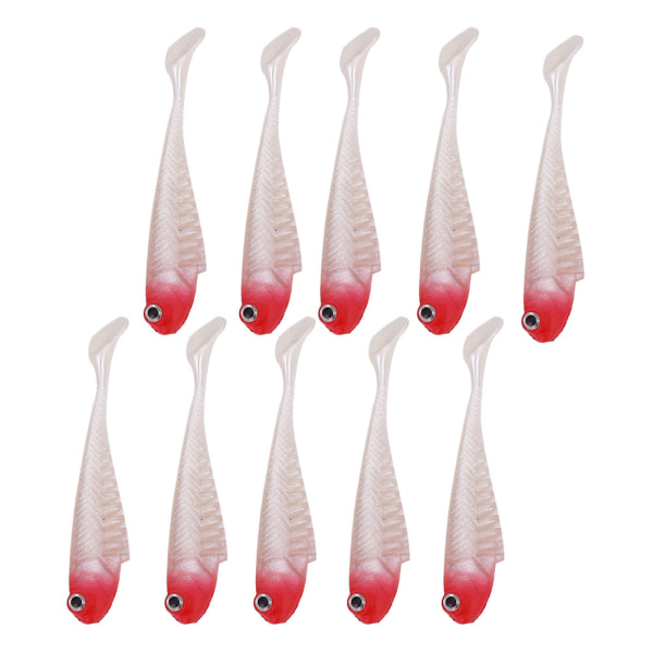 10 kpl Kalastusuistimia Lifelike Soft Baits 3D Eyes Fishing Swimbait (punainen)
