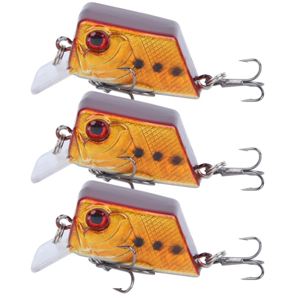 3 stk Cube Mini Agns Fiske Kunstfisk Lokke Fiskegrej Værktøj med Skarpe Krog 5#