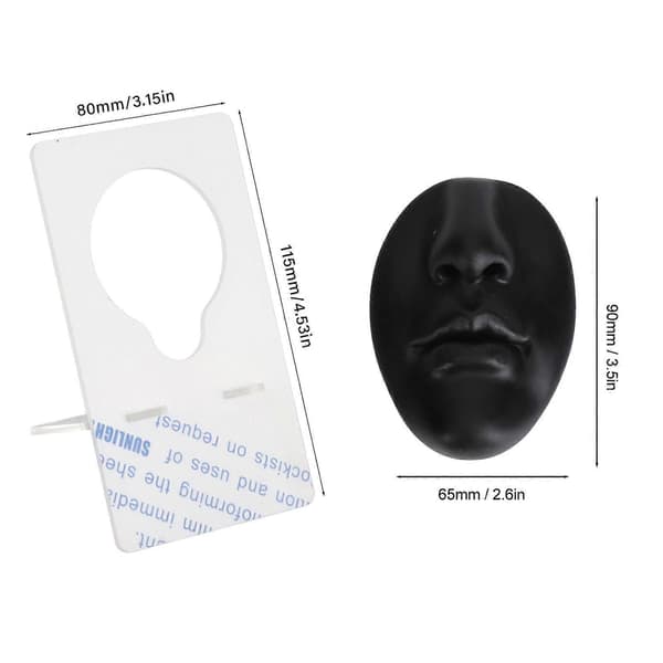 Silicone Mouth-Nose Model 3D Realistic Reusable Display Nose Piercing Practice Model BlackYMMR)