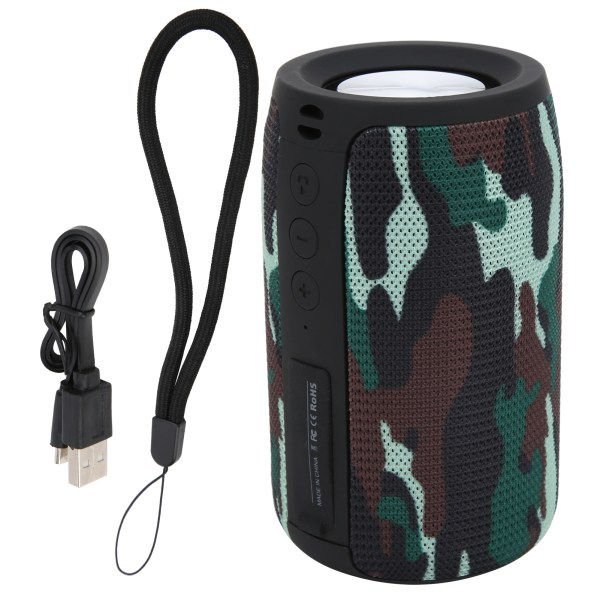Trådløs Bluetooth-høyttaler Bærbar vanntett 2-horns stereohøyttaler med USB-kabelKamoflasjeoppgradering