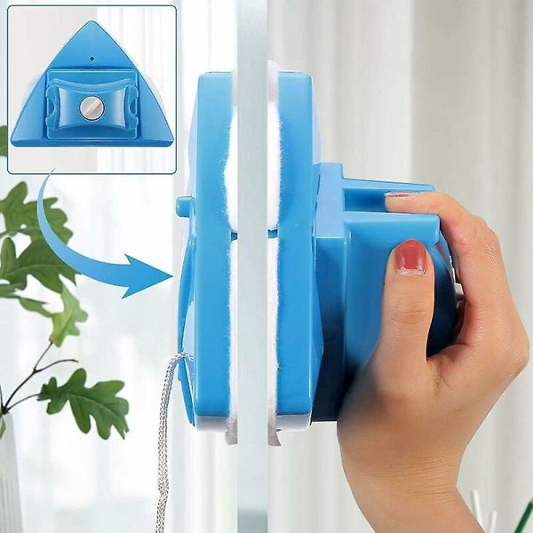 Blå dobbeltsidig magnetisk vindusvask - 5 justerbare børster for høyglassede vinduer
