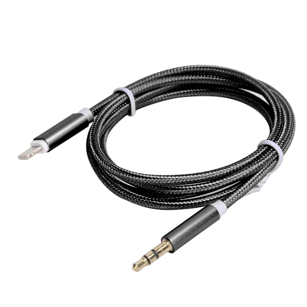 AUX-kabel för bil för IOS 12 3,5 mm AUX-ljud till IOS-gränssnittsadapter Nylonflätad kabel Svart