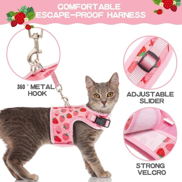Kattesele med snor Escape Proof - Moderigtigt mesh, S