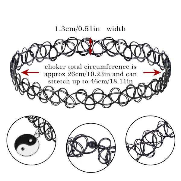 Klassisk Gotisk Punk Svart Choker Halskjede med Vedheng for Kvinner