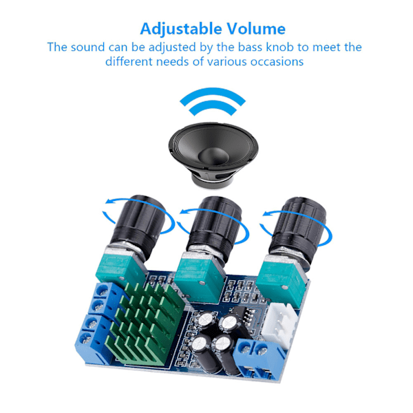 TPA3116D2 DC 12V-24V 80W * 2 Digital Audio Forstkerkort Diskant Volum Bass Lydforsterkermodul