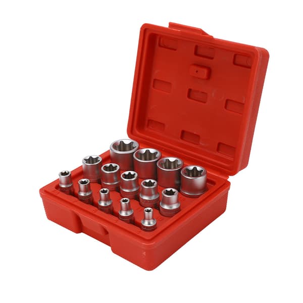 14 kpl E-tyypin Torx-tähtibittihylsysarja E4‑E24 1/4\" 3/8\" 1/2\" Vetotyökalusarja