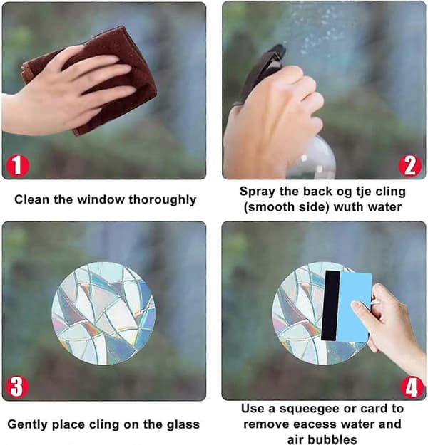 2025 New Self-Adhesive Round Window Static Rainbow Glass Decals Sun Catcher Window Warning Decals Non-Adhesive