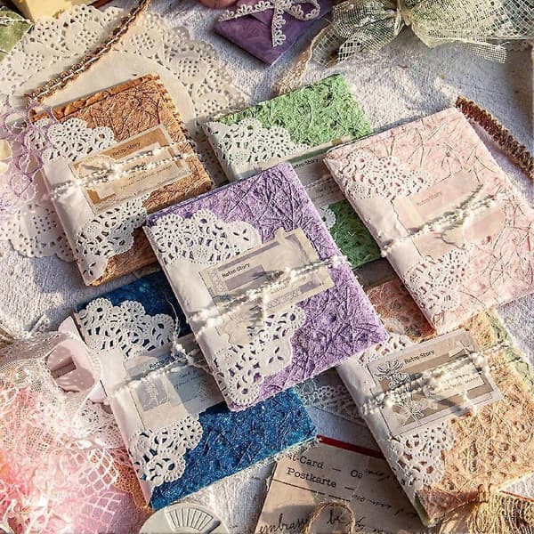 96 ark texturerat scrapbook-papper och blandat set med meshtyg