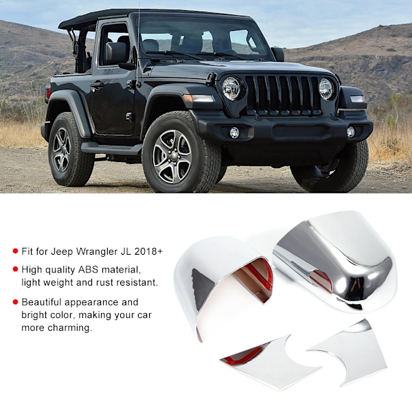 Bil Backspegel Bas Kåpa Trim Dekorativt Tillbehör Passar Jeep Wrangler JL 2018+