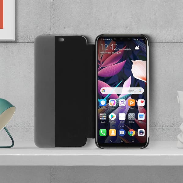 Etui med vindue til Huawei P20 Tidsvisning Videostativ Sort