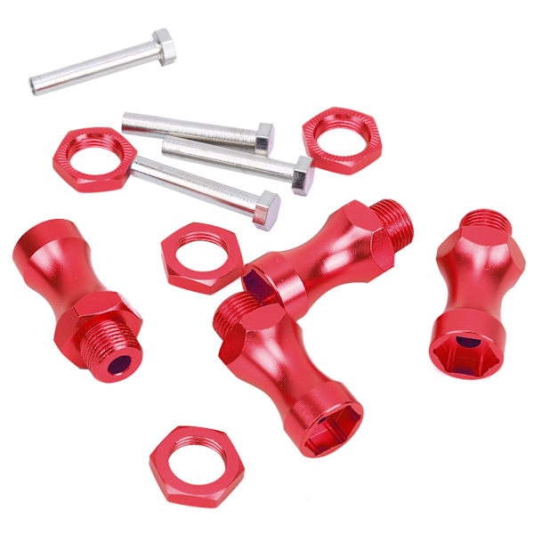 12 kpl 1/10 - 1/8 RC-automallin osa Alumiiniseos 12 mm - 17 mm pyörännavan sovitin kytkin Punainen
