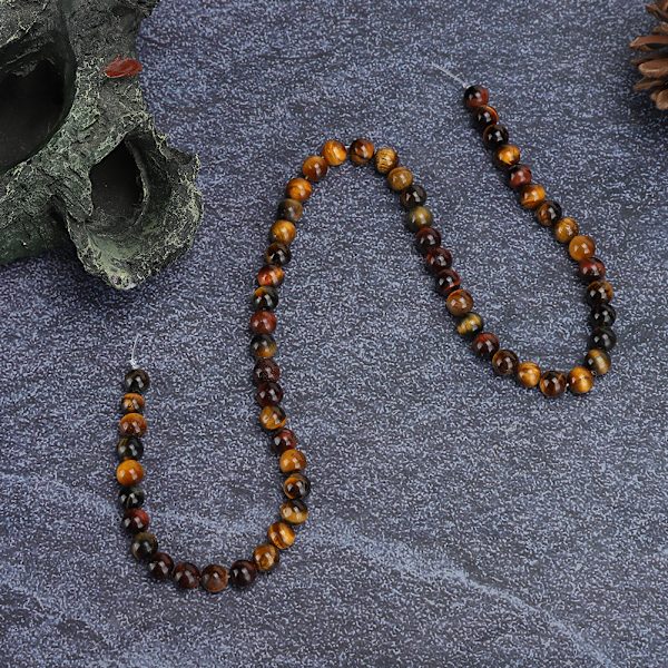 Natursten Trefärgad Tigeröga Runda Pärlor DIY Smycken Armband Tillbehör (6mm 62st Pärlor)