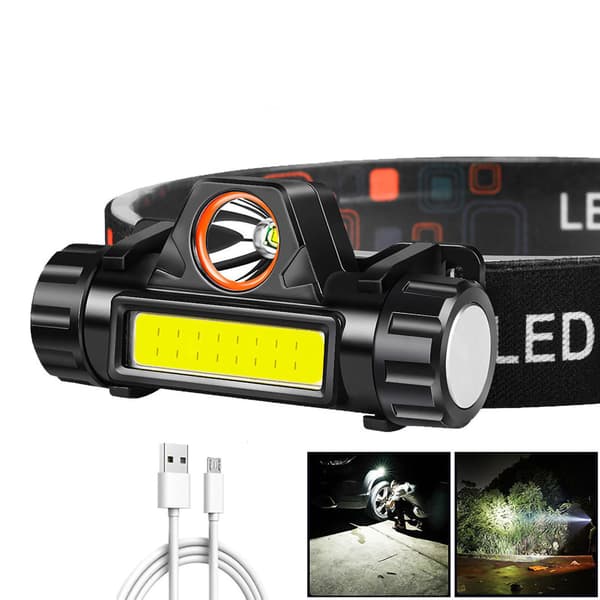 USB-ladbare hodelykt Multifunksjonell kraftig lommelykt Magnet LED-hodelykt for utendørs campingfiske modell 101
