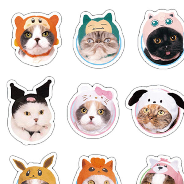 40 stk Søte Katt Klistremerker Multifunksjonelle Morsomme Pus Klistremerker for Flaske Laptop Skateboard Wonder Cat