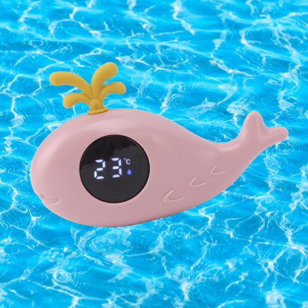 Babybadetermometer Digital Cartoon Cute Whale Thermometer Multifunktionel vandmåling Pink