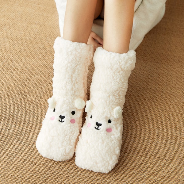 Coral fleece sukat nukkua kotiin tossut lumisukat matto sukat muhkeat sukat white