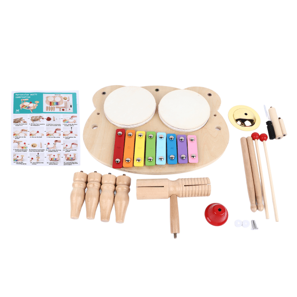 Børne trommesæt Træ pædagogisk percussion alt i 1 musikinstrumenter til piger Drenge gaver