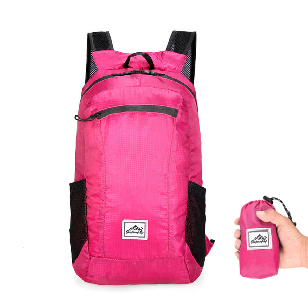 15L udendørs rygsæk Foldbar campingrejsetaske skoletaske Rose red