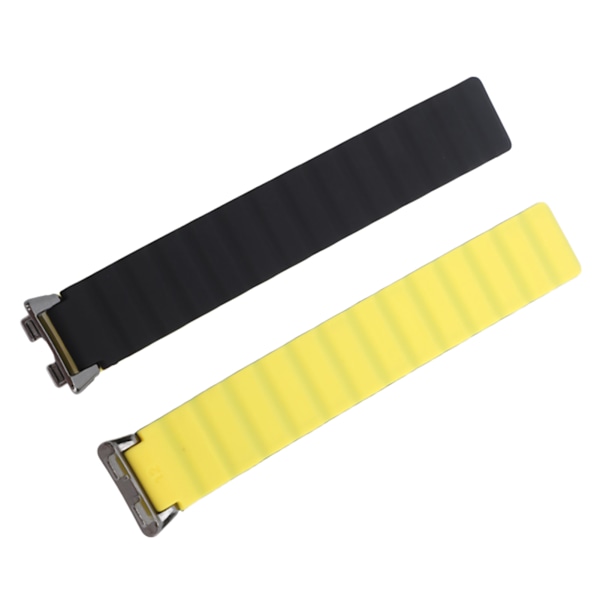 Silikon Magnetarmband för Klocka Justerbar Snabbkoppling Flexibel Svettbeständig Bekväm Ersättningsarmband för Sportklocka Svart Gul