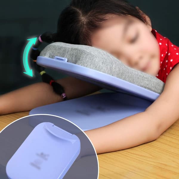 Skrivebords pude til lur, foldbar bærbar rejsepude i memoryskum til børn 6-16 år, studerende, til ergonomisk hovedstøtte