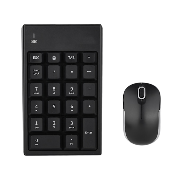 2.4GHz Trådløst Tastatur og Mus Sett 1200DPI Optisk Mus & Trådløst 22-tasters Numerisk Tastatur