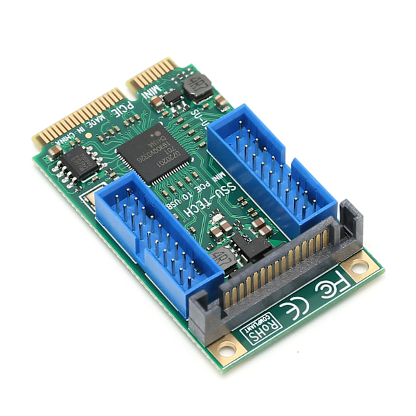 MINI PCIE til USB3.0 Front Udvidelseskort til Windows XP/2003/Vista Win7/win8/win10/2003/Linux (Dual 19PIN（10313） )