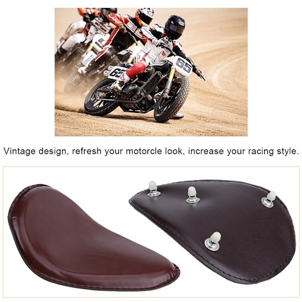 3 tums motorcykel lädersadel solo med fäste fjäderfäste för Chopper Bobber Custom