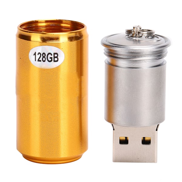 Unik Dåseformet U Disk Moderne Bærbar USB Flash Drive Messing Gul (128GB)