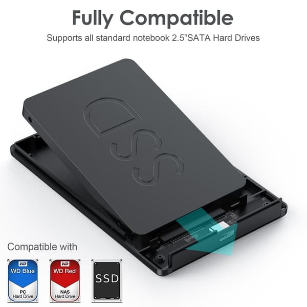 2,5-tums hårddiskkabinett, USB 3.0 hårddiskkabinett, SSD solid-state SATA seriell port externt hårddiskkabinett