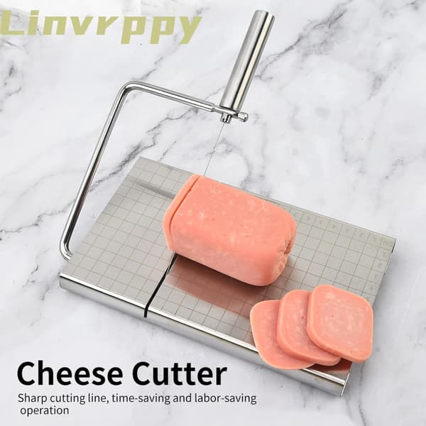 Cheese Slicer for Hard Cheese, Butter, Sausage, and Ham. Includes 5 Extra Wires.