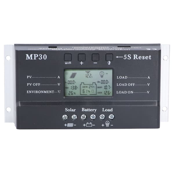 Solar Charge Controller 30A 12/24V LCD Display Baggrundslys Kredsløbsbeskyttelse USB-port MPPT PWM Batteriregulator