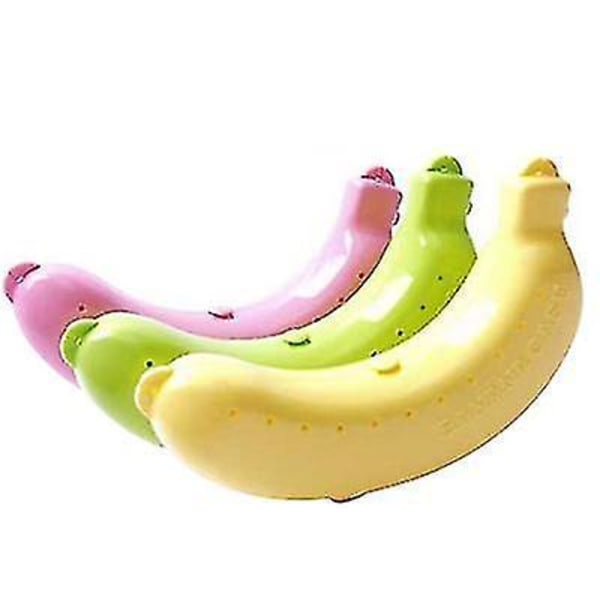 3st Banana Protector Case Utomhus Lunch Fruktlåda Förvaringshållare Banana Guard Gul Grön Rosa