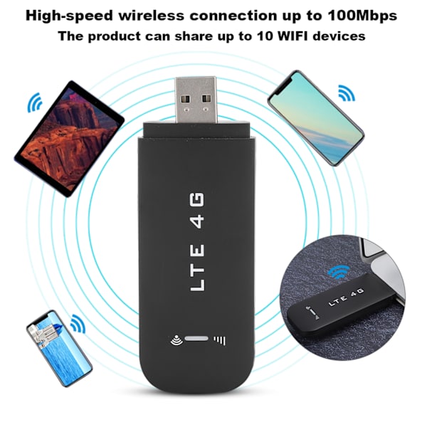 4G Trådløst Netværkskort Sort Understøtter 32GB Hukommelseskort 100Mbps Høj Hastighed USB 2.0