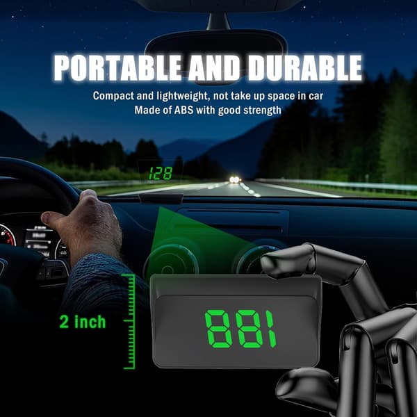 GPS Car Head-Up Display, with Large, High-Resolution Text and a USB Plug-and-Play Digital Speedometer; Universal Car Head-Up Display