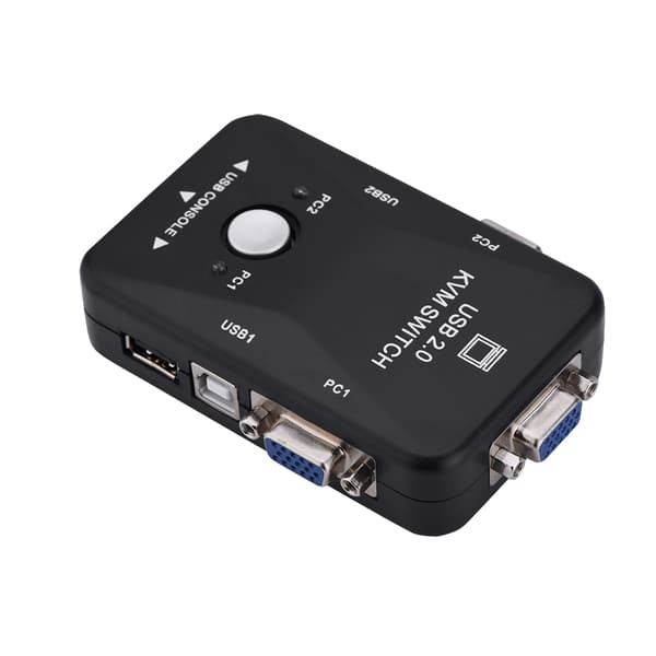 2 Port USB VGA KVM Switch Box og Kabler til Computerdeling Skærm Tastatur Mus