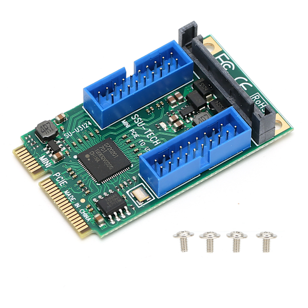 MINI PCIE til USB3.0 Front Udvidelseskort til Windows XP/2003/Vista Win7/win8/win10/2003/Linux (Dual 19PIN（10313） )