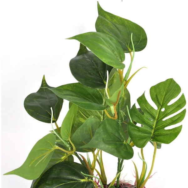 Grøn plastik akvarieplante med kunstige lotusblade, 20 cm