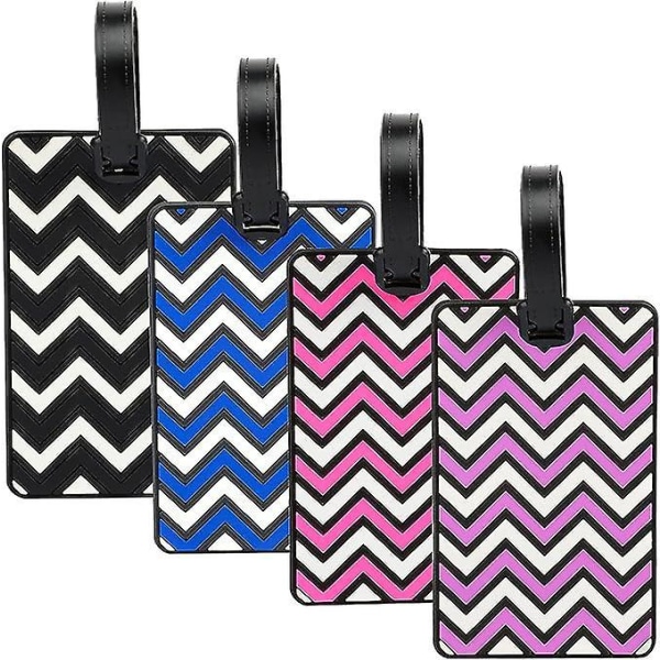Personlige silikone-bagagemærker - pakke med 4, lyserød, lilla, blå, sort